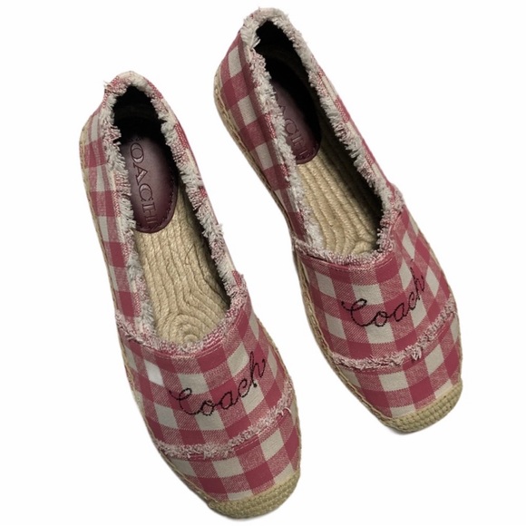Coach Celina Espadrille With Gingham Print Sandals Size 5 - Picture 7 of 9